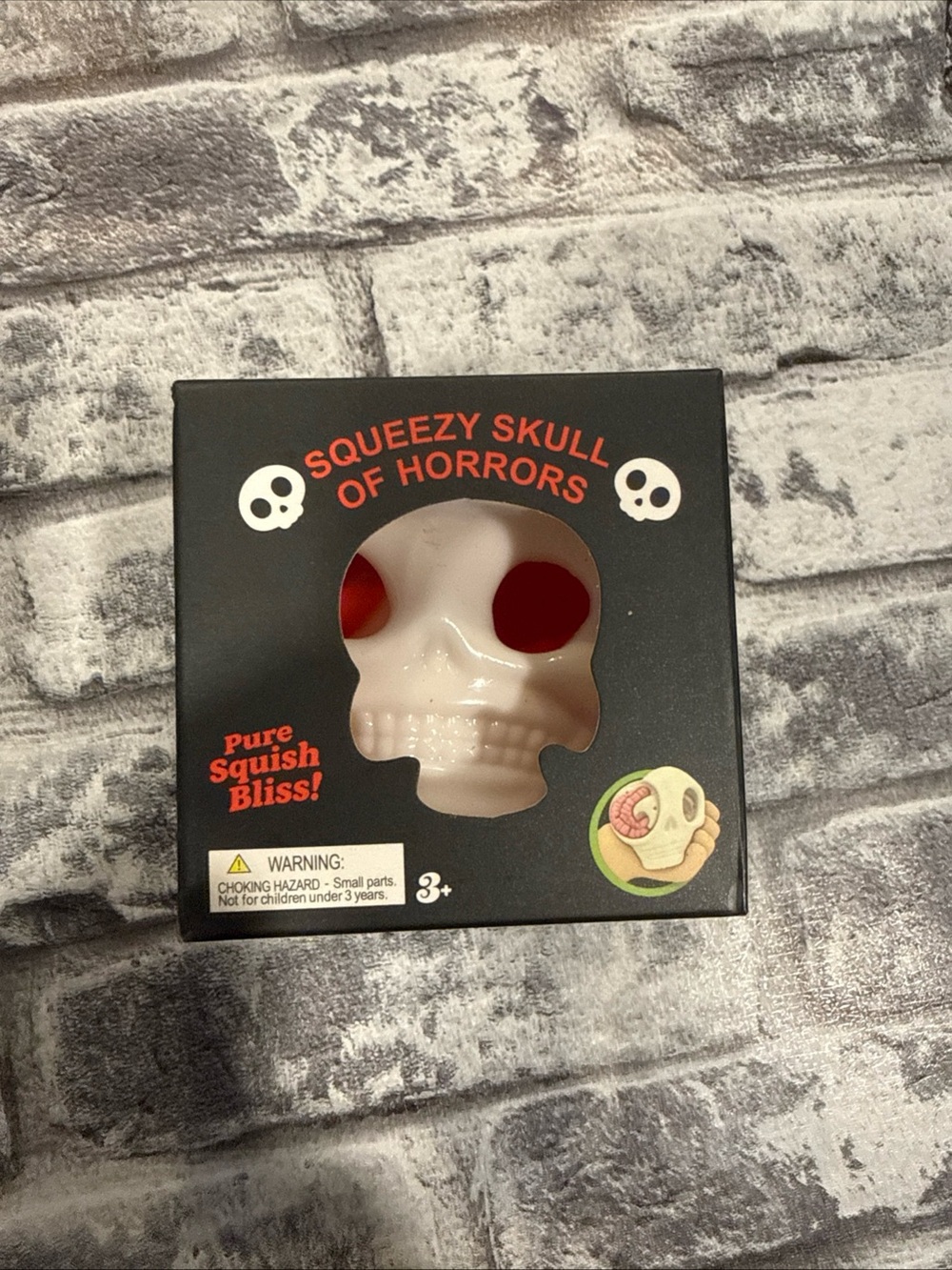 Squishy Squeezy Skull of Horrors Worms Halloween Squish Sensory Fidget Toy